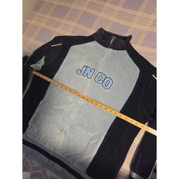 Vtg JNCO Two Tone Velour Zip Up Jacket Skater Y2K Streetwear Navy Baby Blue Y2k - Picture 4 of 11